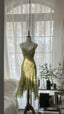 Vintage Classy Evening Dress, Sleeveless Green Party Gowns
