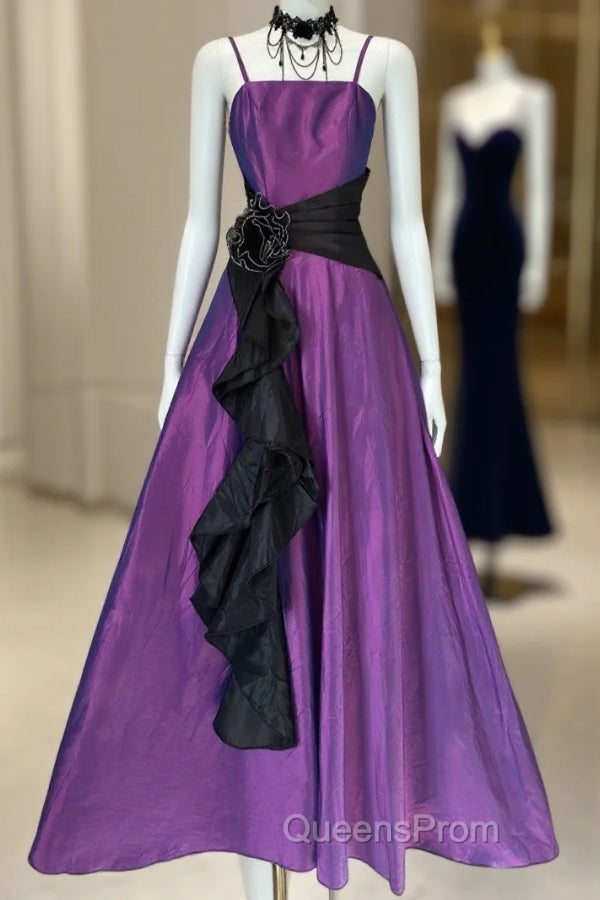 Vintage Fashion A Line Spaghetti Straps Grape Floor Length Evening Dress Evening Prom Dress Main image