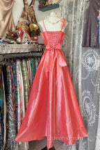 Vintage Fashion A Line Spaghetti Straps Pink Floor Length Evening Dress Evening Prom Dress