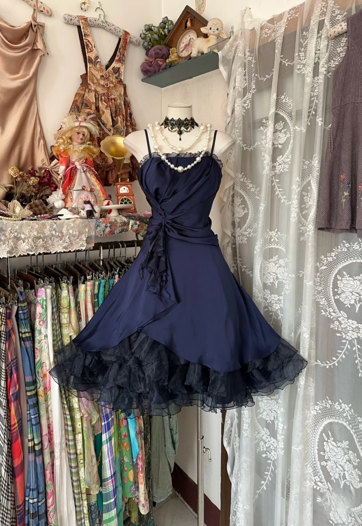 Vintage Fashion Ball Gown Navy Blue Short Length Homecoing Birthday Dress Cocktail Dress Main image
