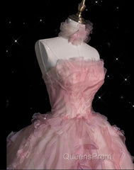 Vintage Fashion Ball Gown Strapless Pink Floral Floor Length Evening Dress Evening Prom Dress