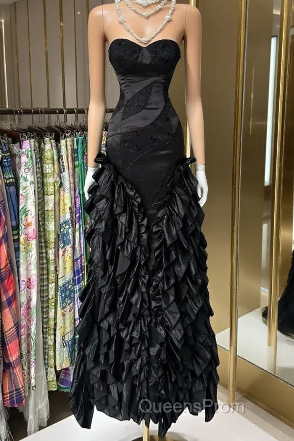 Vintage Fashion Mermaid Sweetheart Black Floor Length Evening Dress Evening Prom Dress Main image