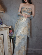 Vintage Fitted Spaghetti Strap Sequined Long Classy Prom Dress