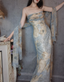 Vintage Fitted Spaghetti Strap Sequined Long Classy Prom Dress
