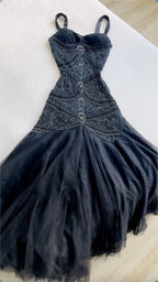 Vintage Gorgeous A Line StraP Beaded Ivory Chiffon Classy Prom Dress Classy Evening Dress