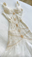Vintage Gorgeous A Line StraP Beaded Ivory Chiffon Classy Prom Dress Classy Evening Dress