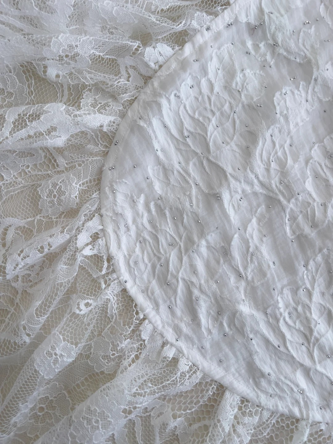 Vintage Gorgeous White Irregular Strap Pearl Lace Classy Prom Dress Bridesmaid Dress