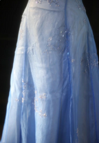 Vintage Gradient Light Blue A-Line Spaghetti Strap Beaded Tulle Long Classy Prom Dress