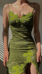 Vintage Green Dress Lace Classy Prom Dress