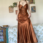 Vintage Halter V Neck Beaded Appliques 90S Classy Prom Dress Mermaid Classy Evening Dress