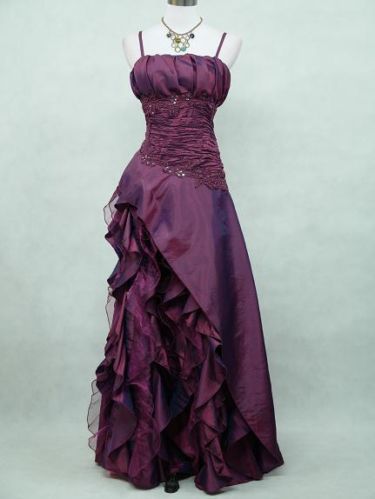 Vintage High Low Spaghetti Straps Grape Taffeta Long Classy Prom Dress Classy Evening Gowns