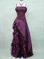Vintage High Low Spaghetti Straps Grape Taffeta Long Classy Prom Dress Classy Evening Gowns