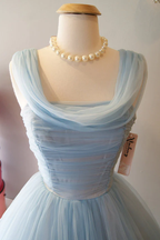 Blue Vintage Fashion Long Tulle Elegant Homecoming Dress Classy Prom Dress Classy Evening Dress Party Dress Bridesmaid Dress