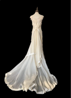 Vintage Ivory Fitted Lace Train Classy Prom Dress Wedding Dress