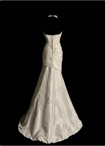Vintage Ivory Mermaid Strapless Ruched Satin Long Classy Prom Dress