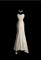 Vintage Ivory Mermaid Strapless Ruched Satin Long Classy Prom Dress