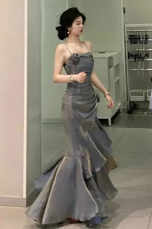 Vintage Long Prom Dress Luxury Slim Mermaid Spaghetti Strap Floral Dress Elegant Casual Evening Party Dress