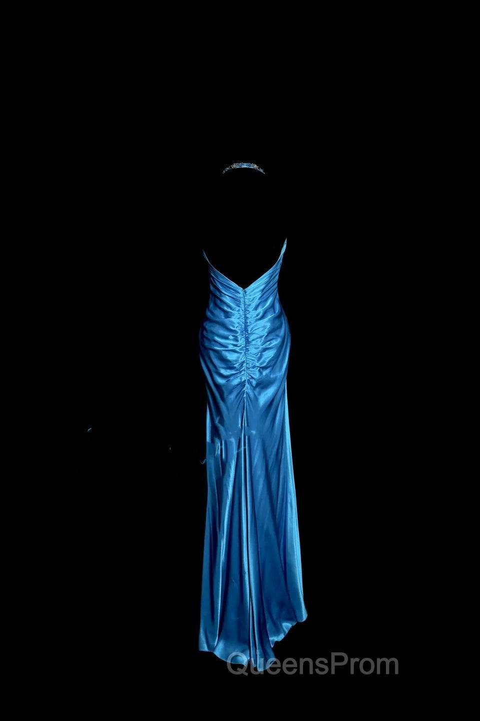 Vintage Mermaid Halter Neck Royal Blue Satin Backless Evening Prom Gown Fairy Evening Prom Dress Secondary image