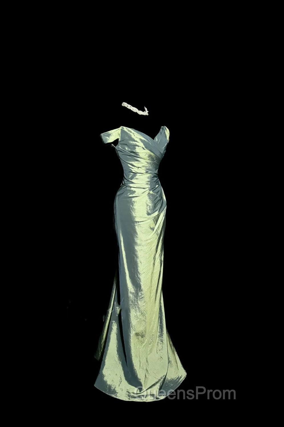 Vintage Mermaid Off The Shoulder Green Long Evening Prom Gown Fairy Evening Prom Dress Secondary image