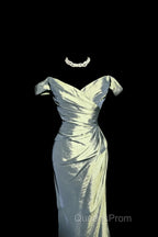 Vintage Mermaid Off The Shoulder Green Long Evening Prom Gown Fairy Evening Prom Dress