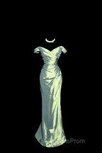 Vintage Mermaid Off The Shoulder Green Long Evening Prom Gown Fairy Evening Prom Dress