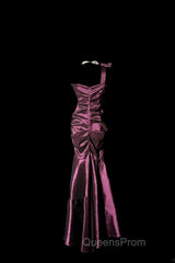 Vintage Mermaid One Shoulder Sleeveless Long Evening Prom Gown Fairy Evening Prom Dress