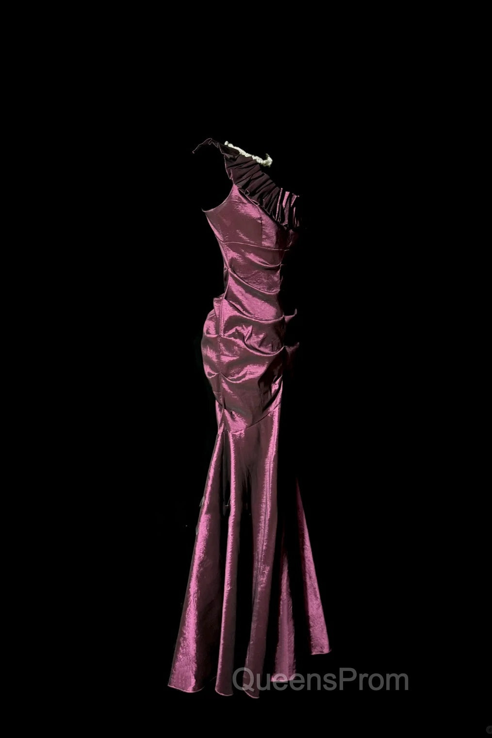 Vintage Mermaid One Shoulder Sleeveless Long Evening Prom Gown Fairy Evening Prom Dress