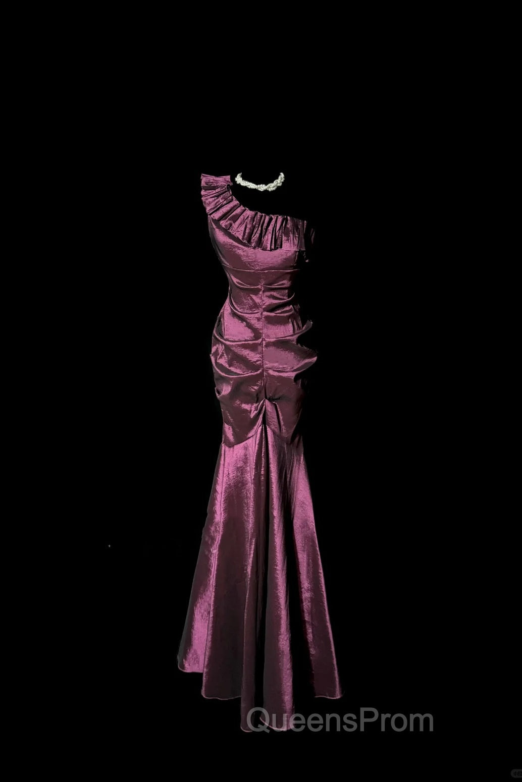 Vintage Mermaid One Shoulder Sleeveless Long Evening Prom Gown Fairy Evening Prom Dress