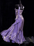 Vintage Mermaid Spaghetti Straps Long Lilac Evening Prom Dress Birthday Outfits