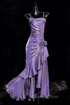 Vintage Mermaid Spaghetti Straps Long Lilac Evening Prom Dress Birthday Outfits