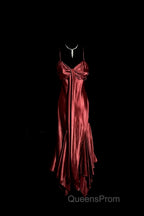 Vintage Mermaid Spaghetti Straps Satin Burgundy Evening Prom Gown Fairy Evening Prom Dress