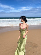 Vintage Mermaid Straps Birthday Party Dress Ankle Length Bud Green Classy Prom Dress