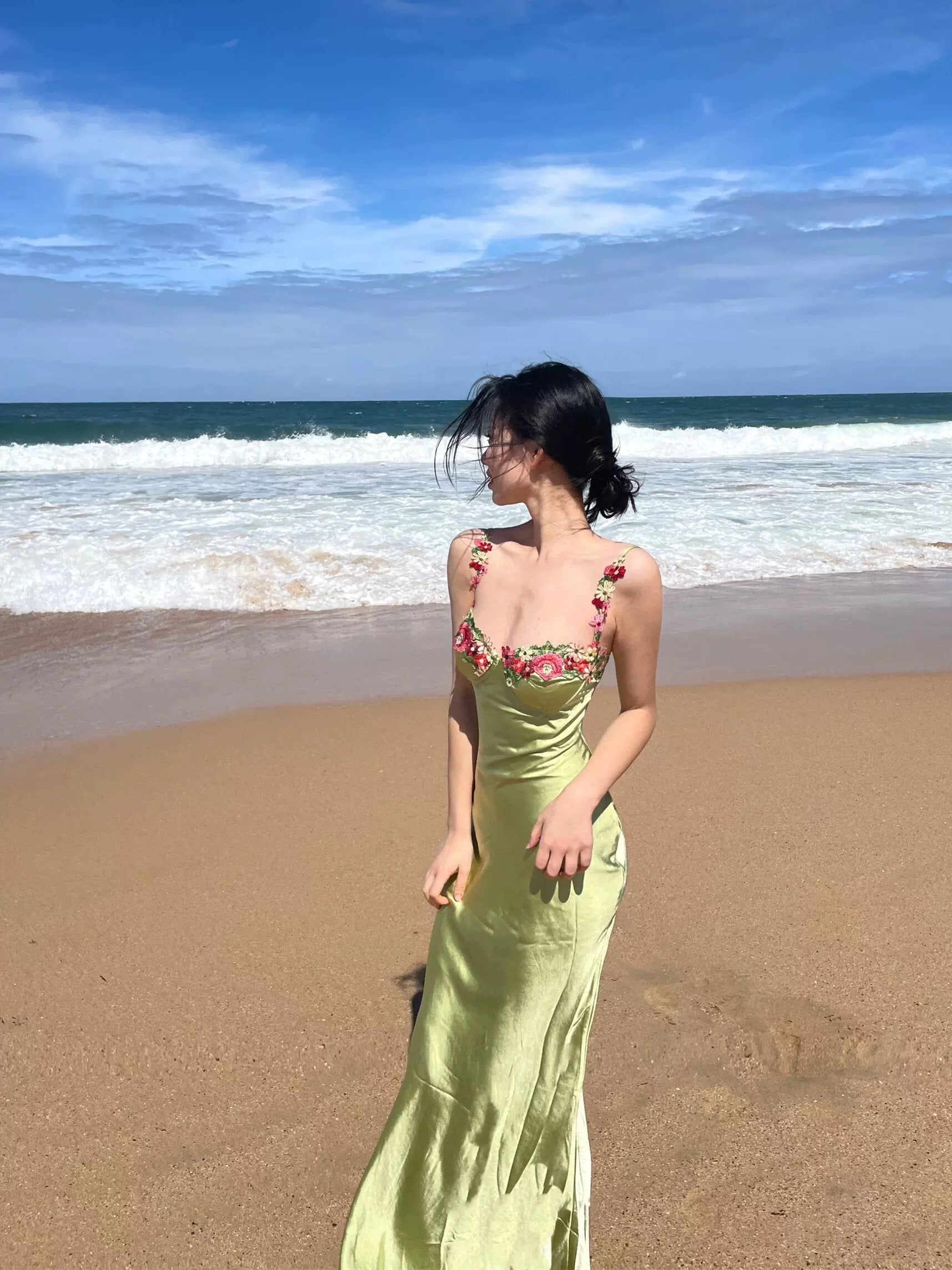 Vintage Mermaid Straps Birthday Party Dress Ankle Length Bud Green Classy Prom Dress