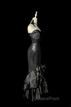 Vintage Mermaid Sweetheart Black Sequin Long Evening Prom Gown Fairy Evening Prom Dress