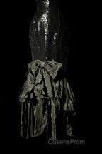 Vintage Mermaid Sweetheart Black Sequin Long Evening Prom Gown Fairy Evening Prom Dress