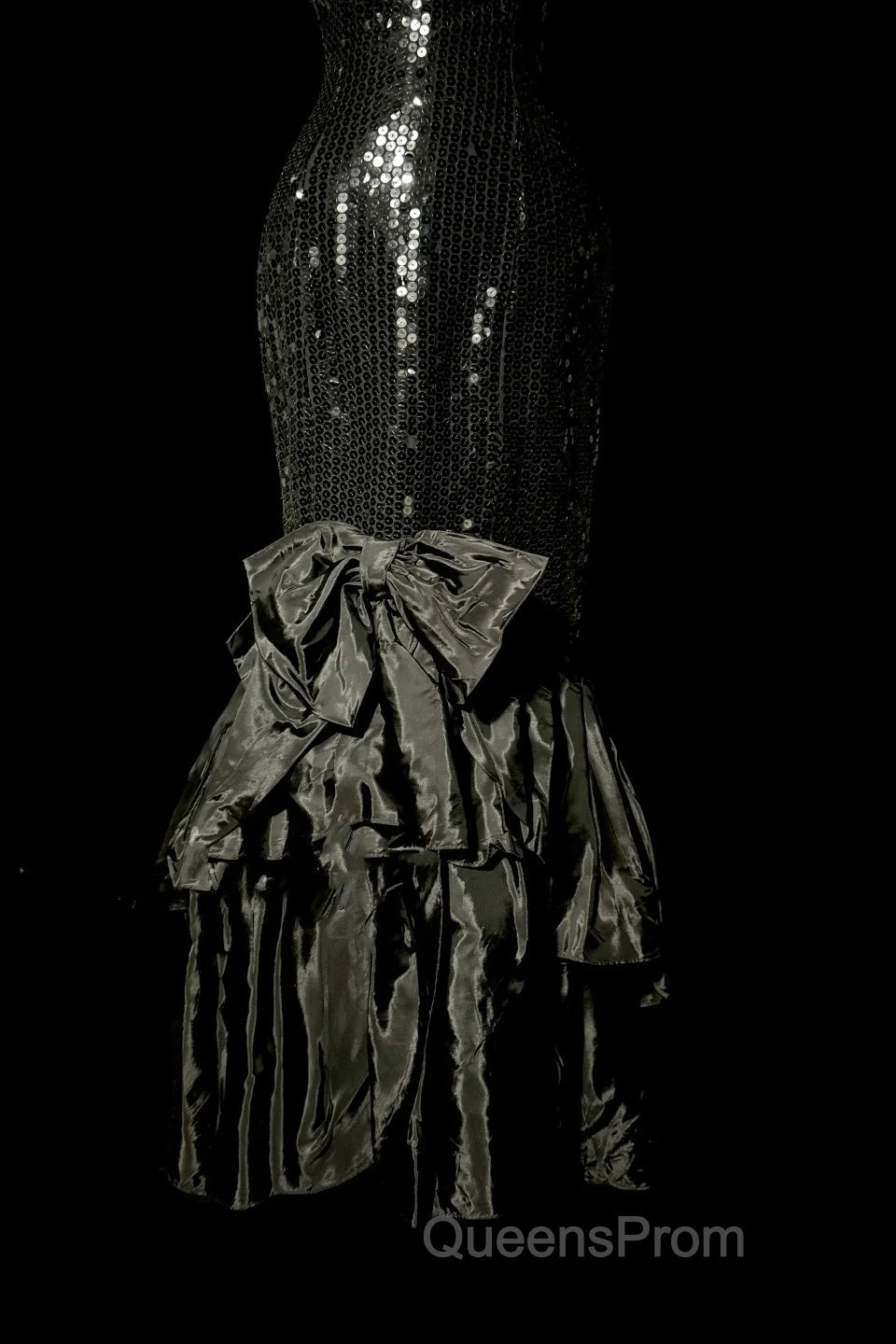 Vintage Mermaid Sweetheart Black Sequin Long Evening Prom Gown Fairy Evening Prom Dress