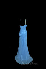 Vintage Mermaid Sweetheart Blue Chiffon Long Evening Prom Gown Fairy Evening Prom Dress