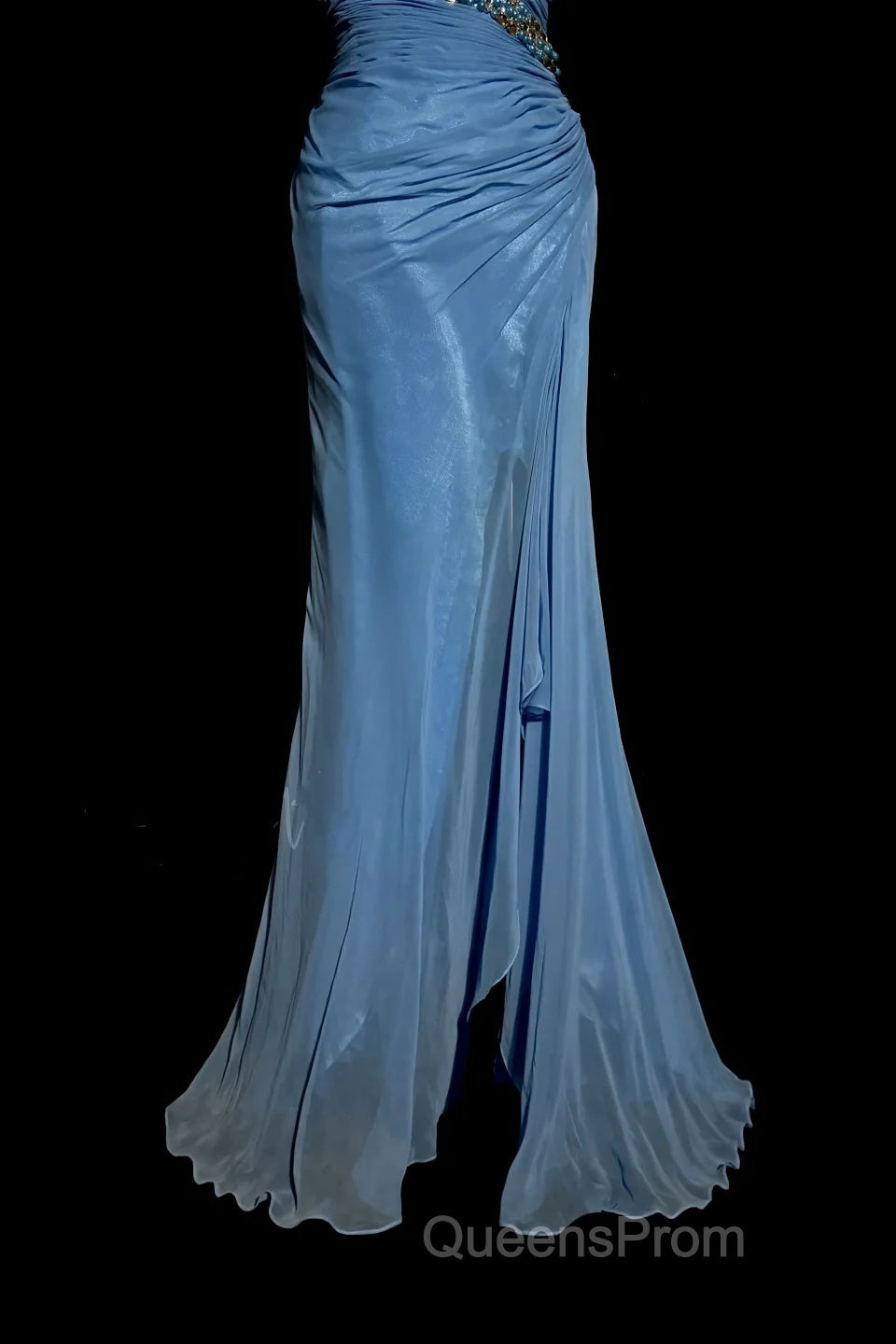 Vintage Mermaid Sweetheart Blue Chiffon Long Evening Prom Gown Fairy Evening Prom Dress