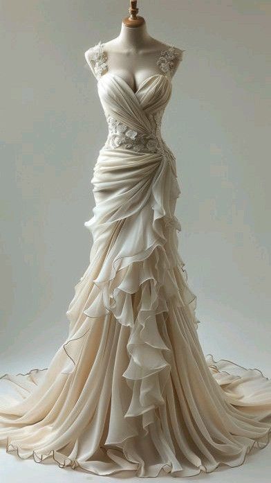 Vintage Mermaid Sweetheart Chiffon Lace Long Wedding Dress Main image