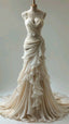 Vintage Mermaid Sweetheart Chiffon Lace Long Wedding Dress