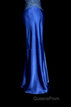 Vintage Mermaid Sweetheart Neckline Royal Blue Satin Backless Evening Prom Gown Fairy Evening Prom Dress