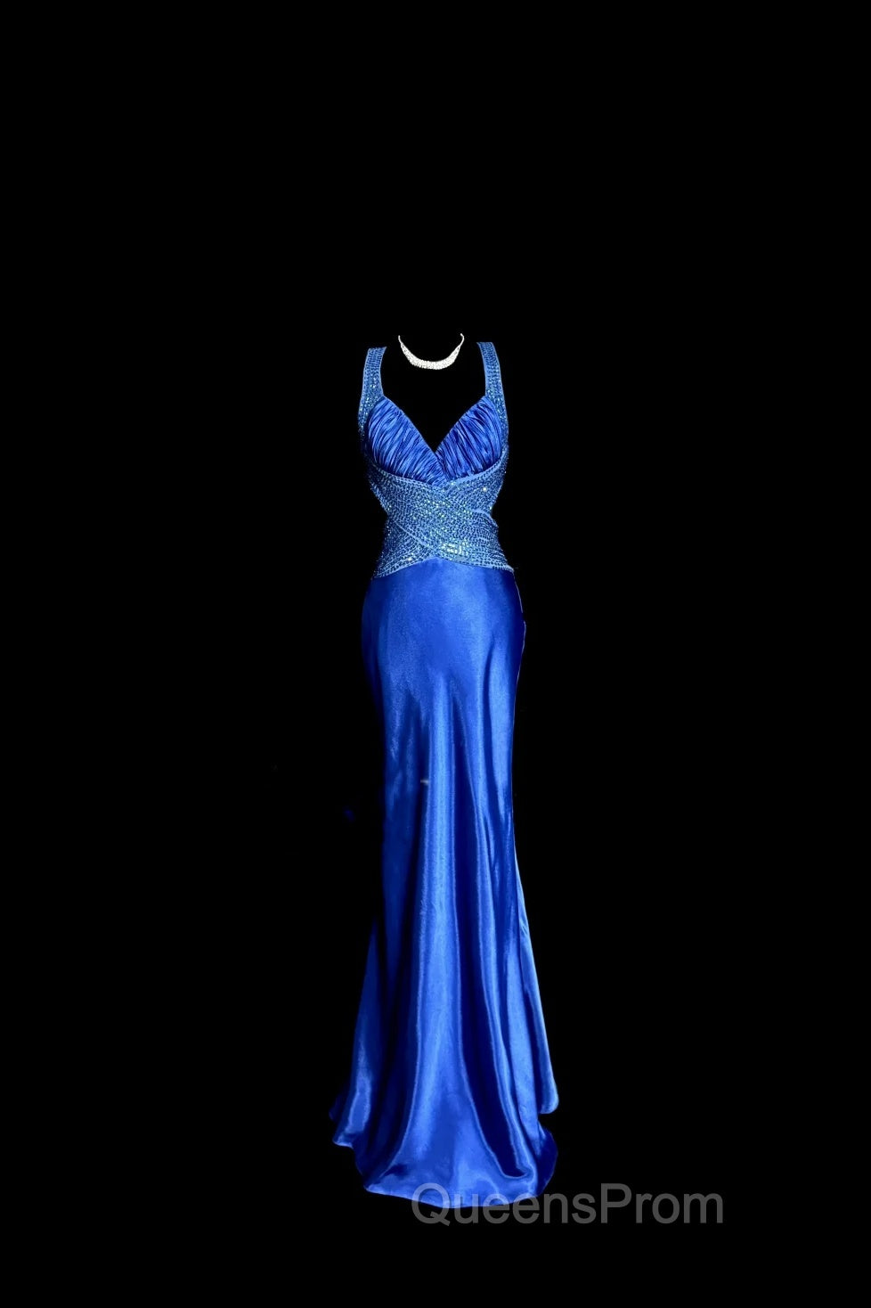Vintage Mermaid Sweetheart Neckline Royal Blue Satin Backless Evening Prom Gown Fairy Evening Prom Dress