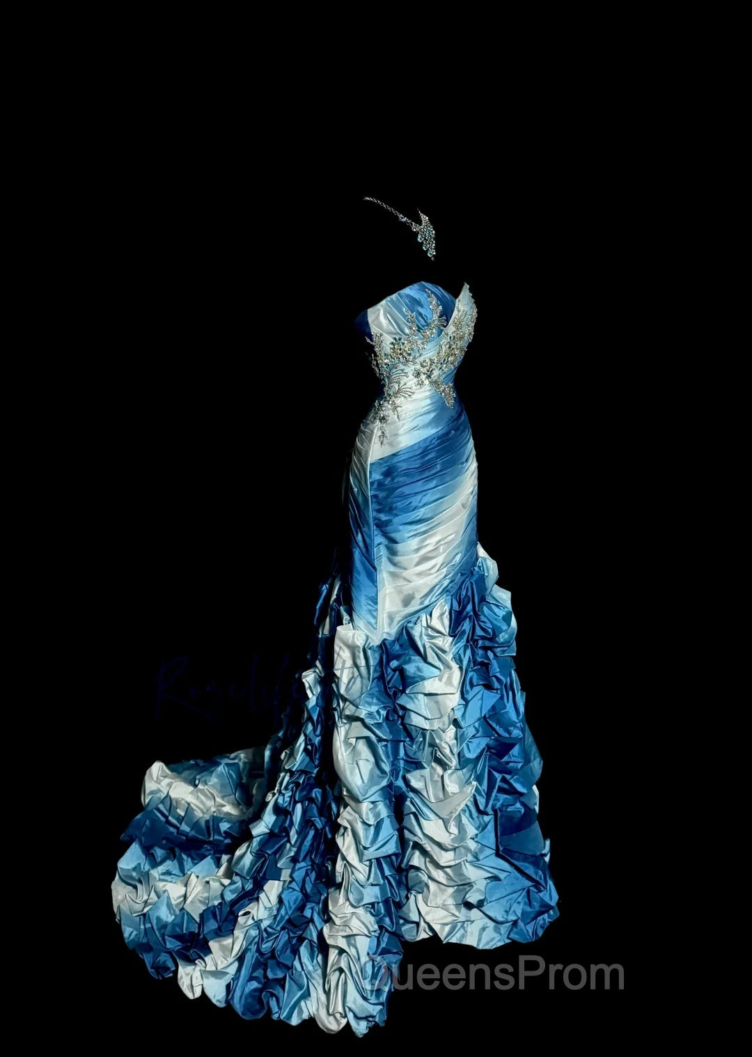 Vintage Mermaid Sweetheart Sleeveless Long Blue Evening Prom Gown Fairy Evening Prom Dress Secondary image