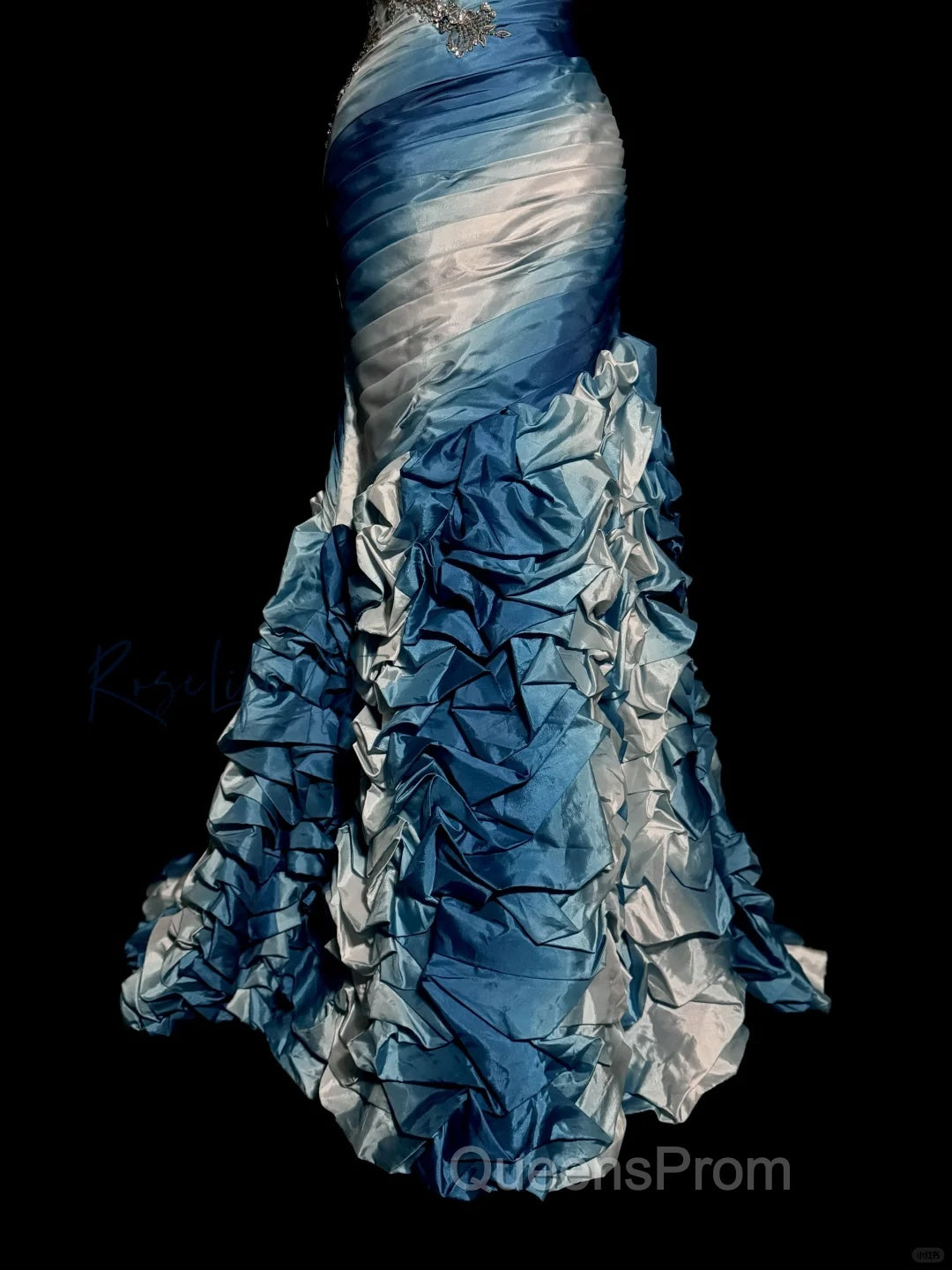 Vintage Mermaid Sweetheart Sleeveless Long Blue Evening Prom Gown Fairy Evening Prom Dress