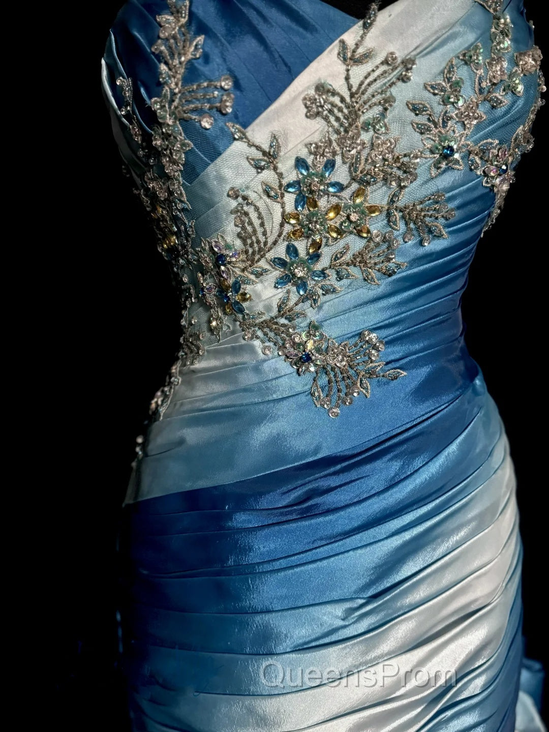 Vintage Mermaid Sweetheart Sleeveless Long Blue Evening Prom Gown Fairy Evening Prom Dress
