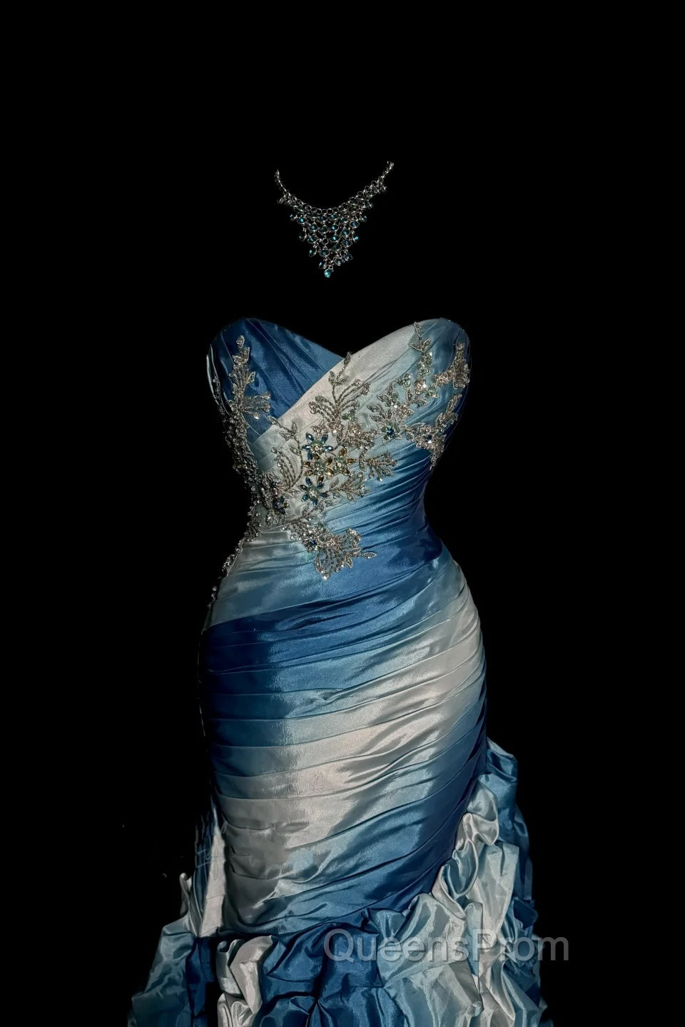 Vintage Mermaid Sweetheart Sleeveless Long Blue Evening Prom Gown Fairy Evening Prom Dress