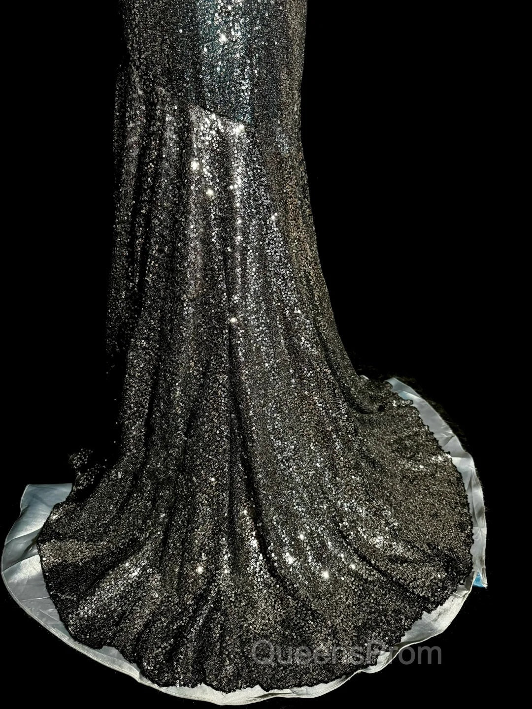 Vintage Mermaid V Neckline Gray Sequin Long Evening Prom Gown Fairy Evening Prom Dress