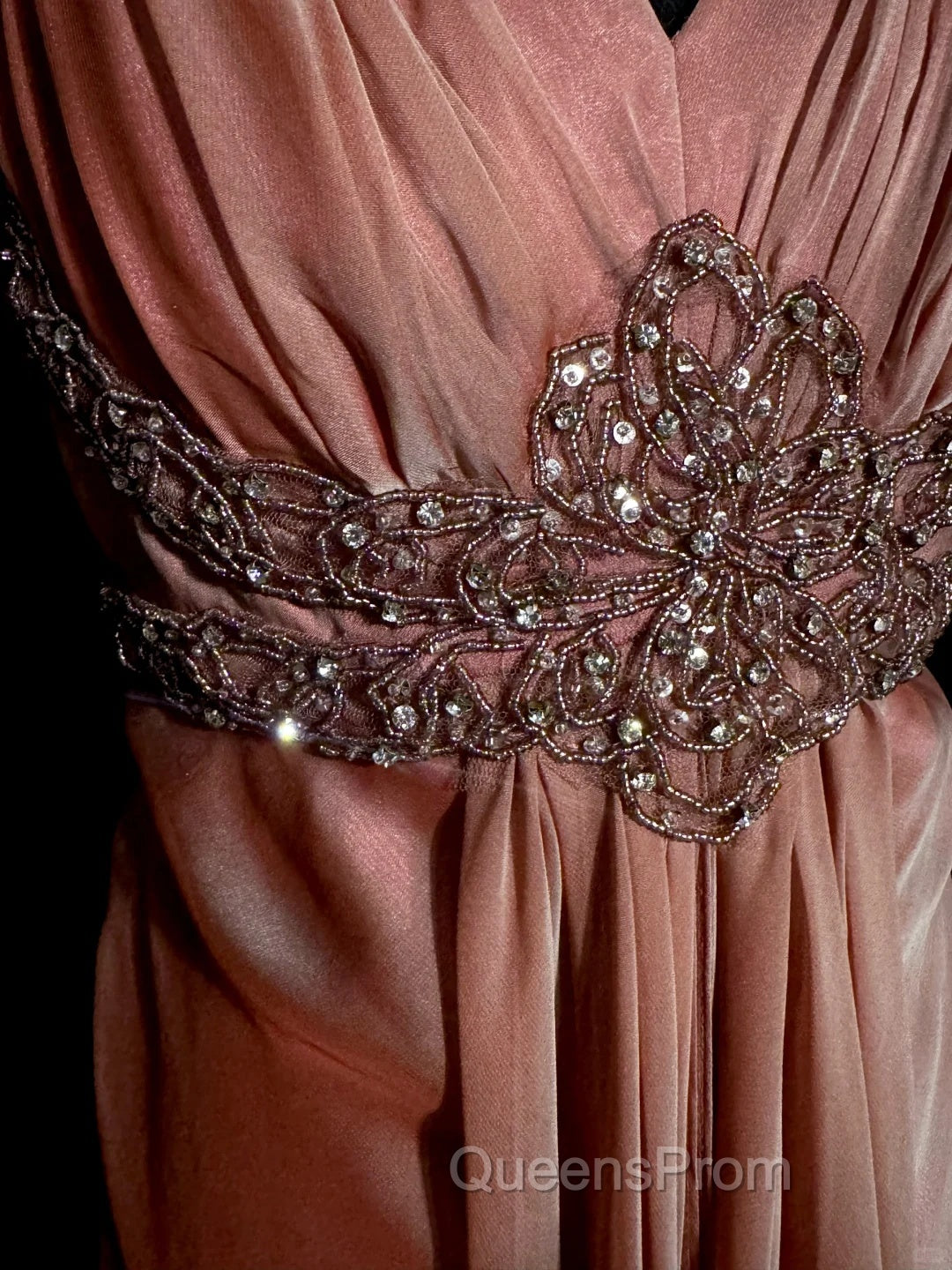 Vintage Mermaid V Neckline Pink Backless Long Evening Prom Gown Fairy Evening Prom Dress