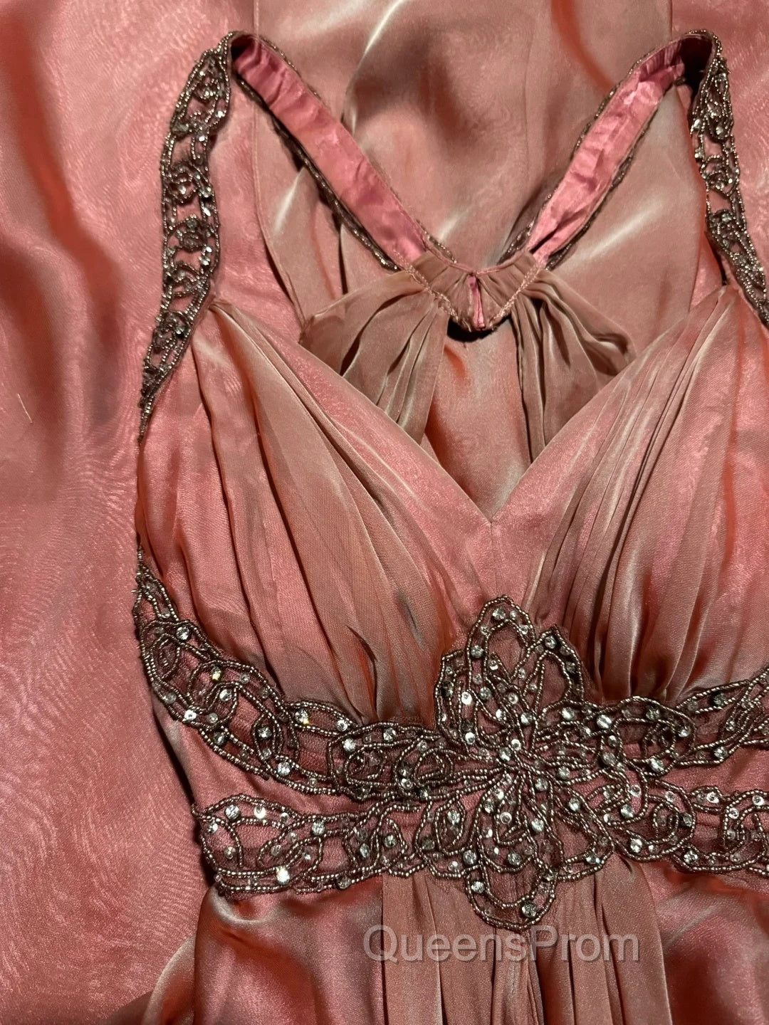 Vintage Mermaid V Neckline Pink Backless Long Evening Prom Gown Fairy Evening Prom Dress