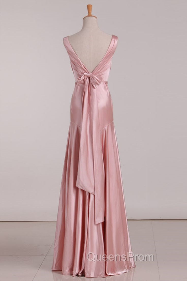 Vintage Mermaid V Neckline Pink Satin Long Evening Prom Dress Party Evening Dress Secondary image